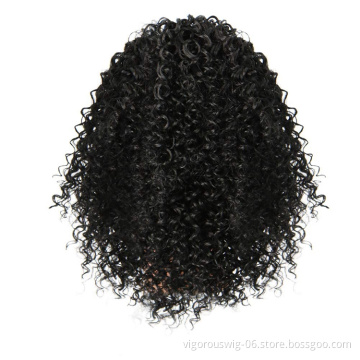 Vigorous Hot Selling Wholesale Fluffy Kinky Curly Heat Resistant Fiber Machine Made Drawstring Synthetic Ponytail Hair Extension